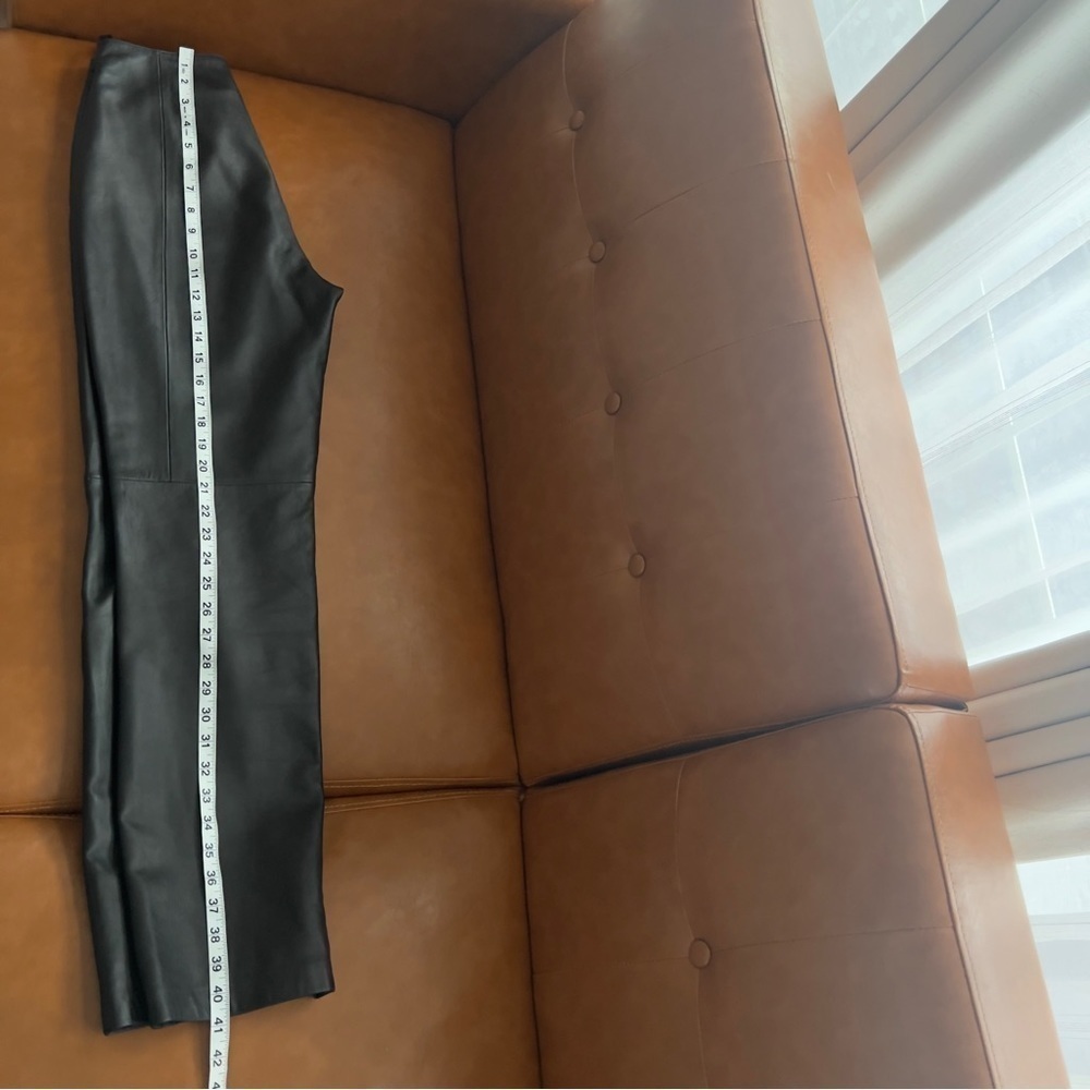 Hugo Buscati High Waisted Straight Black Genuine Leather Pants Size 4 - Picture 7 of 13
